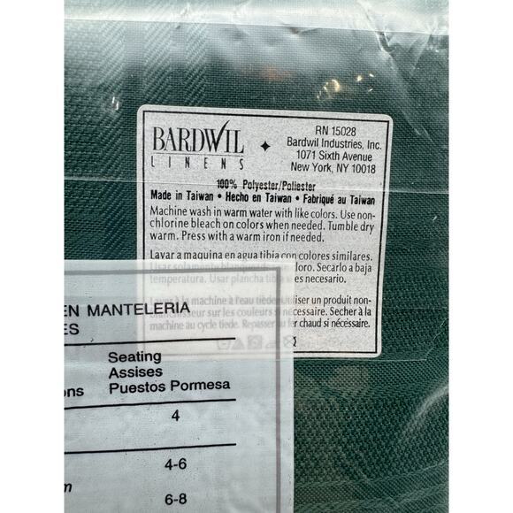 Vintage Bardwil Linens Illusions Green Round Tablecloth 70” Made In USA NOS - Picture 5 of 6